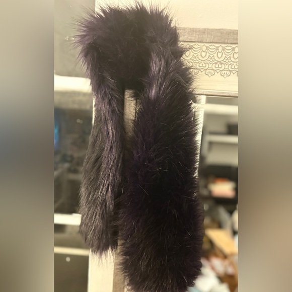525 America Accessories - 525 America Dark Purple Faux Fur Pull Through Scarf